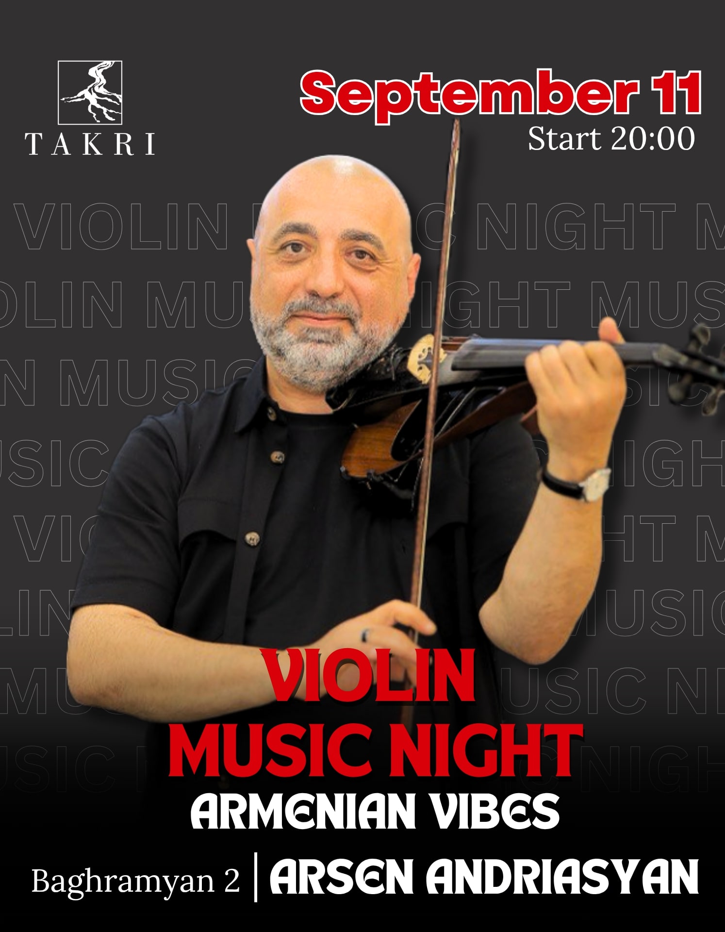 Violin music night at Takri | Arsen Andriasyan